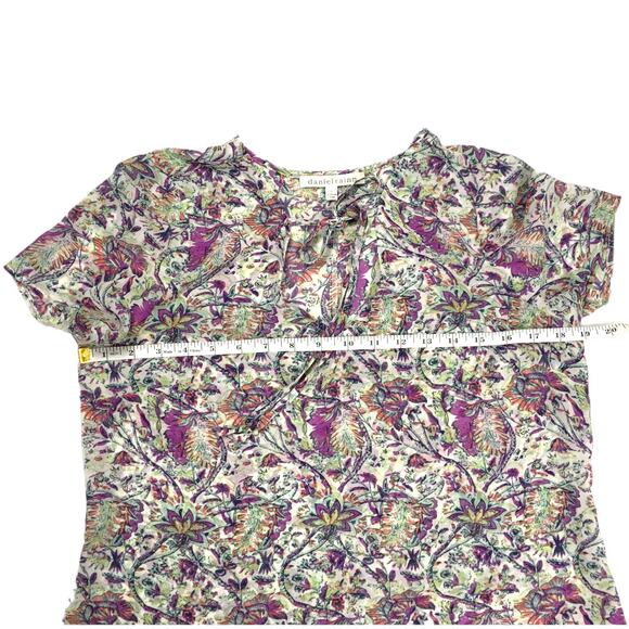 Daniel Rainn Dress Tie Neck Floral Print Short Sleeve Sheer Women's Small Flowy - Picture 3 of 7